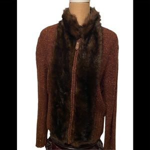 Donna Salyers Fabulous Furs Faux Sweater Jacket